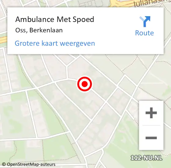 Locatie op kaart van de 112 melding: Ambulance Met Spoed Naar Oss, Berkenlaan op 3 juni 2019 10:18
