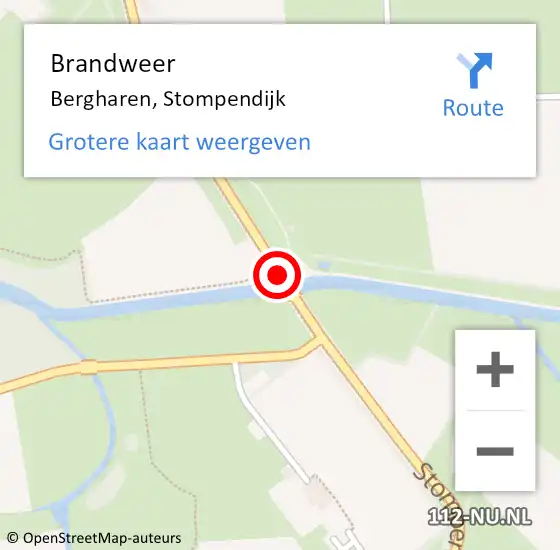 Locatie op kaart van de 112 melding: Brandweer Bergharen, Stompendijk op 3 juni 2019 10:41