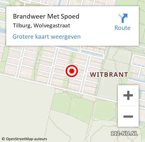 Locatie op kaart van de 112 melding: Brandweer Met Spoed Naar Tilburg, Wolvegastraat op 3 juni 2019 11:23