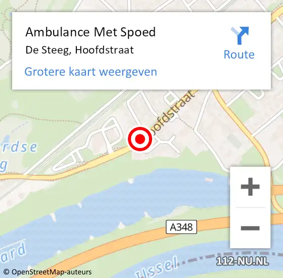 Locatie op kaart van de 112 melding: Ambulance Met Spoed Naar De Steeg, Hoofdstraat op 3 juni 2019 12:06