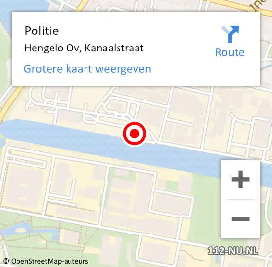 Locatie op kaart van de 112 melding: Politie Hengelo Ov, Kanaalstraat op 3 juni 2019 12:08