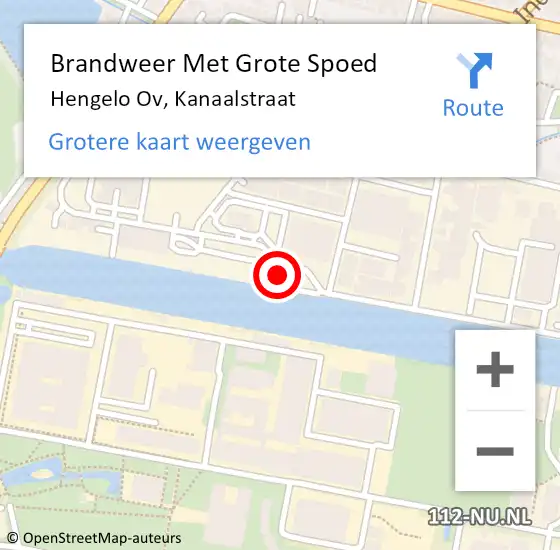 Locatie op kaart van de 112 melding: Brandweer Met Grote Spoed Naar Hengelo Ov, Kanaalstraat op 3 juni 2019 12:08