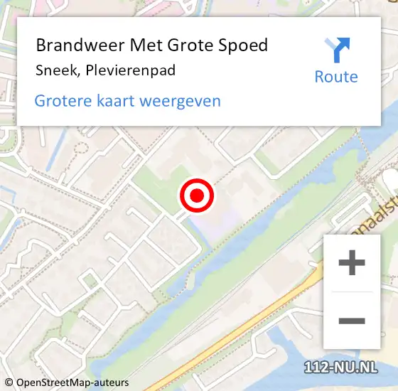 Locatie op kaart van de 112 melding: Brandweer Met Grote Spoed Naar Sneek, Plevierenpad op 3 juni 2019 12:24