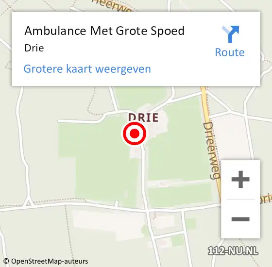 Locatie op kaart van de 112 melding: Ambulance Met Grote Spoed Naar Drie op 3 juni 2019 12:42