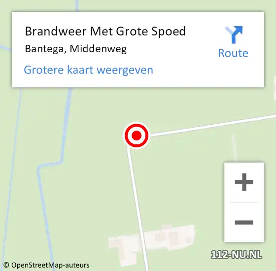 Locatie op kaart van de 112 melding: Brandweer Met Grote Spoed Naar Bantega, Middenweg op 3 juni 2019 13:00