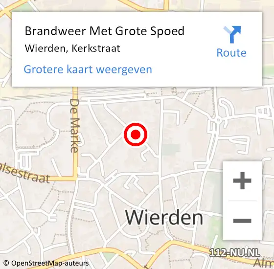 Locatie op kaart van de 112 melding: Brandweer Met Grote Spoed Naar Wierden, Kerkstraat op 3 juni 2019 13:41