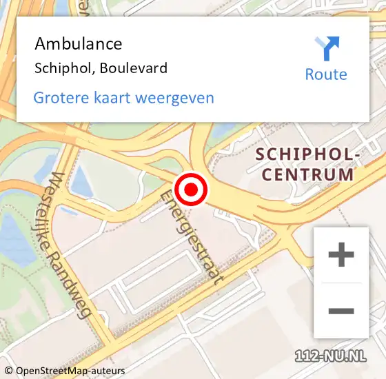 Locatie op kaart van de 112 melding: Ambulance Schiphol, Boulevard op 3 juni 2019 14:08