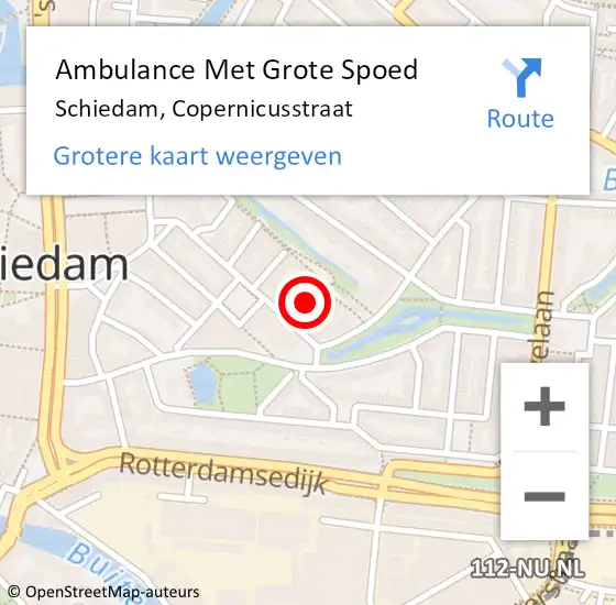 Locatie op kaart van de 112 melding: Ambulance Met Grote Spoed Naar Schiedam, Copernicusstraat op 3 juni 2019 15:16