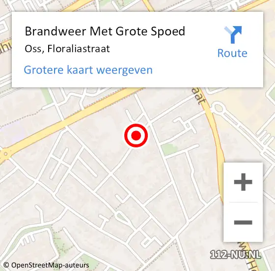 Locatie op kaart van de 112 melding: Brandweer Met Grote Spoed Naar Oss, Floraliastraat op 3 juni 2019 15:36