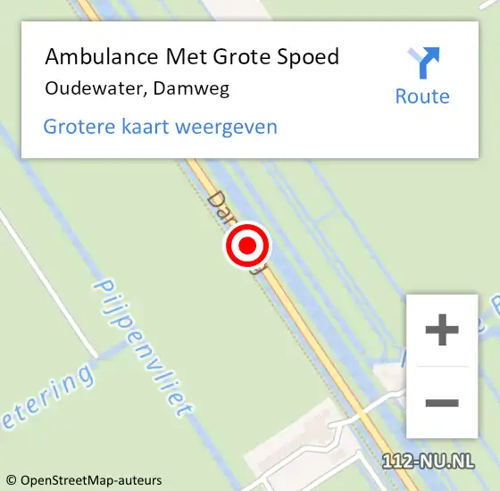 Locatie op kaart van de 112 melding: Ambulance Met Grote Spoed Naar Oudewater, Damweg op 3 juni 2019 16:06