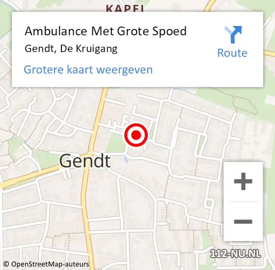 Locatie op kaart van de 112 melding: Ambulance Met Grote Spoed Naar Gendt, De Kruigang op 3 juni 2019 16:16