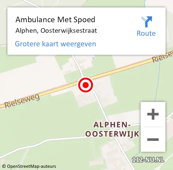 Locatie op kaart van de 112 melding: Ambulance Met Spoed Naar Alphen, Oosterwijksestraat op 3 juni 2019 16:32