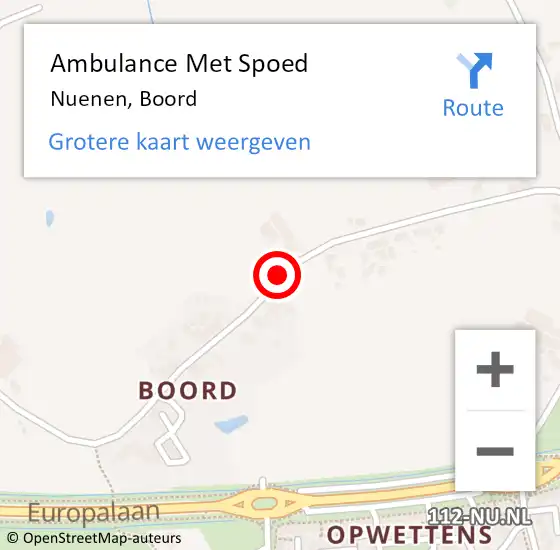 Locatie op kaart van de 112 melding: Ambulance Met Spoed Naar Nuenen, Boord op 3 juni 2019 16:57