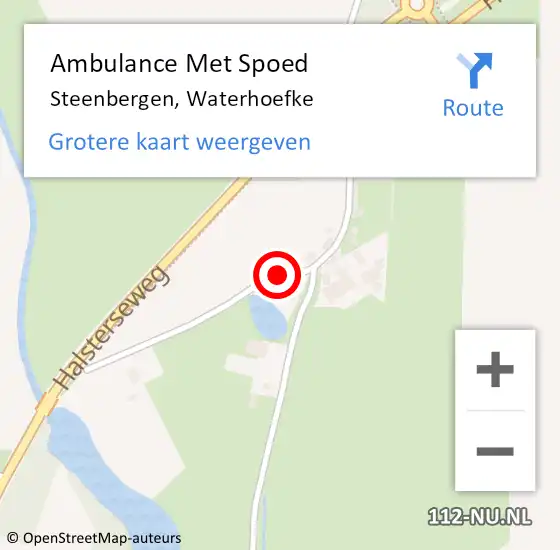 Locatie op kaart van de 112 melding: Ambulance Met Spoed Naar Steenbergen, Waterhoefke op 3 juni 2019 17:18