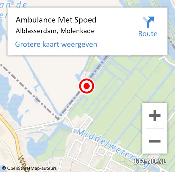 Locatie op kaart van de 112 melding: Ambulance Met Spoed Naar Alblasserdam, Molenkade op 3 juni 2019 17:40