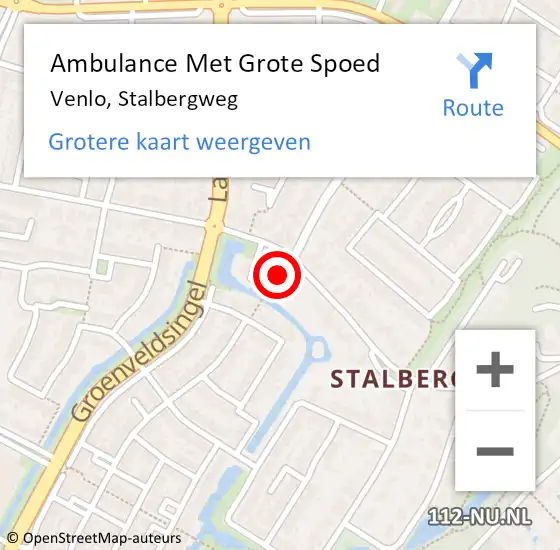 Locatie op kaart van de 112 melding: Ambulance Met Grote Spoed Naar Venlo, Stalbergweg op 3 juni 2019 17:42