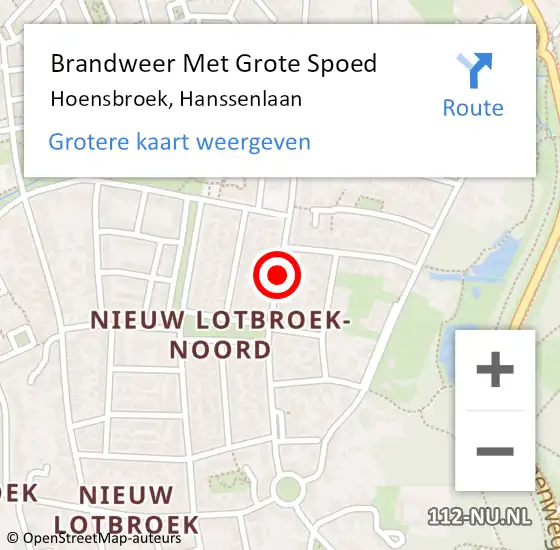 Locatie op kaart van de 112 melding: Brandweer Met Grote Spoed Naar Hoensbroek, Hanssenlaan op 3 juni 2019 17:47