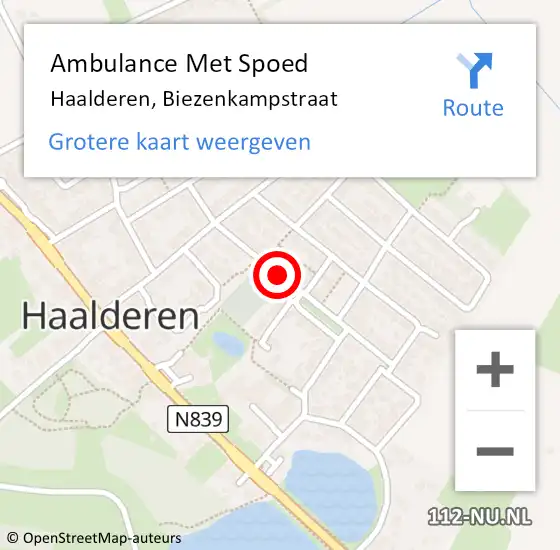 Locatie op kaart van de 112 melding: Ambulance Met Spoed Naar Haalderen, Biezenkampstraat op 3 juni 2019 18:58
