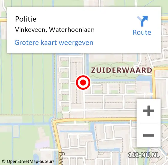 Locatie op kaart van de 112 melding: Politie Vinkeveen, Waterhoenlaan op 3 juni 2019 18:58