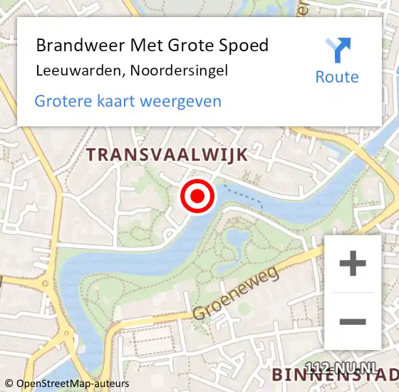 Locatie op kaart van de 112 melding: Brandweer Met Grote Spoed Naar Leeuwarden, Noordersingel op 3 juni 2019 19:02