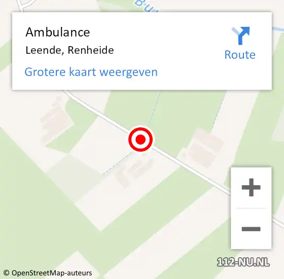 Locatie op kaart van de 112 melding: Ambulance Leende, Renheide op 3 juni 2019 19:13