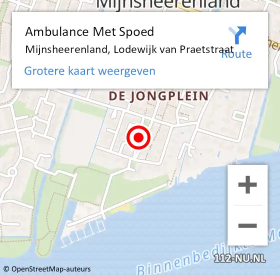 Locatie op kaart van de 112 melding: Ambulance Met Spoed Naar Mijnsheerenland, Lodewijk van Praetstraat op 3 juni 2019 19:21