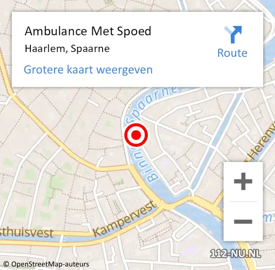 Locatie op kaart van de 112 melding: Ambulance Met Spoed Naar Haarlem, Spaarne op 3 juni 2019 19:23