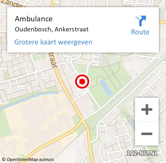 Locatie op kaart van de 112 melding: Ambulance Oudenbosch, Ankerstraat op 3 juni 2019 19:34