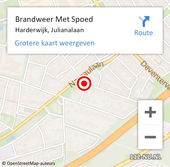 Locatie op kaart van de 112 melding: Brandweer Met Spoed Naar Harderwijk, Julianalaan op 3 juni 2019 20:14