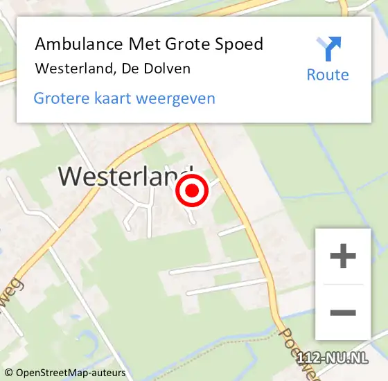 Locatie op kaart van de 112 melding: Ambulance Met Grote Spoed Naar Westerland, De Dolven op 3 juni 2019 23:04