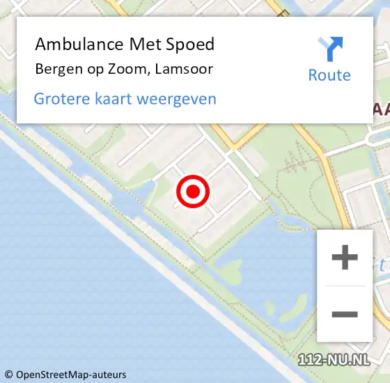 Locatie op kaart van de 112 melding: Ambulance Met Spoed Naar Bergen op Zoom, Lamsoor op 4 juni 2019 00:33