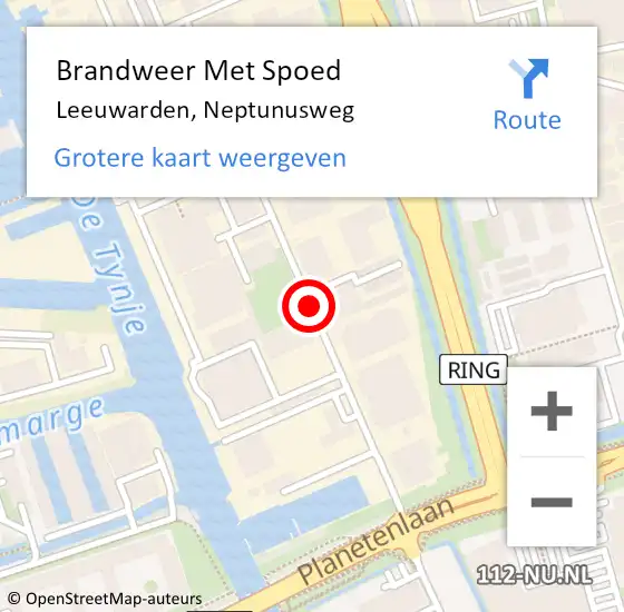 Locatie op kaart van de 112 melding: Brandweer Met Spoed Naar Leeuwarden, Neptunusweg op 4 juni 2019 04:33