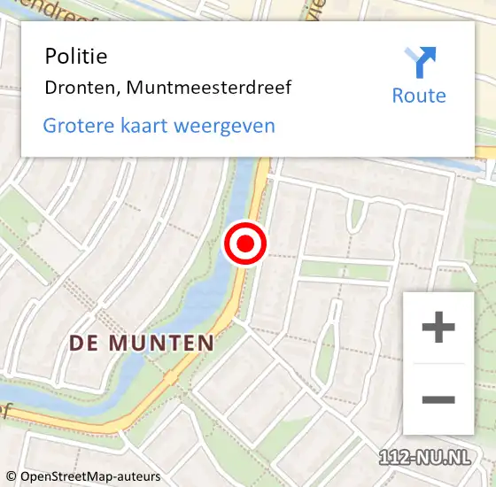 Locatie op kaart van de 112 melding: Politie Dronten, Muntmeesterdreef op 4 juni 2019 07:29