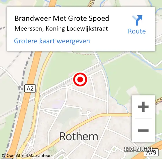 Locatie op kaart van de 112 melding: Brandweer Met Grote Spoed Naar Meerssen, Koning Lodewijkstraat op 4 juni 2019 08:44