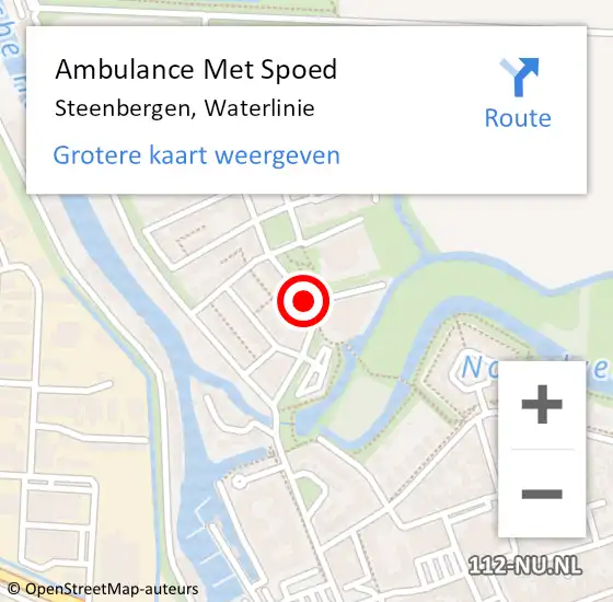 Locatie op kaart van de 112 melding: Ambulance Met Spoed Naar Steenbergen, Waterlinie op 4 juni 2019 08:49