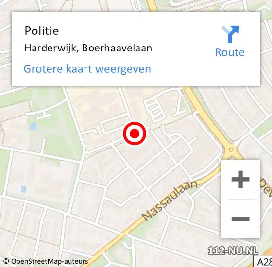 Locatie op kaart van de 112 melding: Politie Harderwijk, Boerhaavelaan op 4 juni 2019 09:40