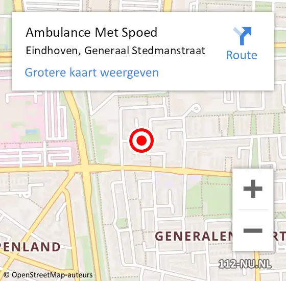 Locatie op kaart van de 112 melding: Ambulance Met Spoed Naar Eindhoven, Generaal Stedmanstraat op 4 juni 2019 11:05