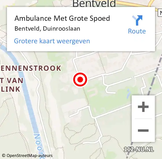 Locatie op kaart van de 112 melding: Ambulance Met Grote Spoed Naar Bentveld, Duinrooslaan op 4 juni 2019 11:27