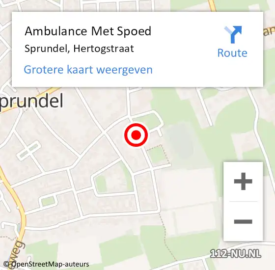 Locatie op kaart van de 112 melding: Ambulance Met Spoed Naar Sprundel, Hertogstraat op 4 juni 2019 12:17