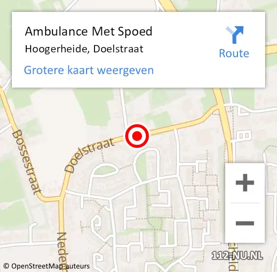 Locatie op kaart van de 112 melding: Ambulance Met Spoed Naar Hoogerheide, Doelstraat op 4 juni 2019 12:22
