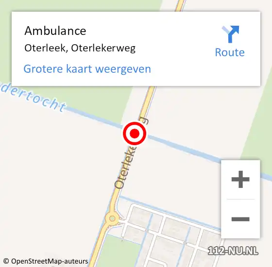 Locatie op kaart van de 112 melding: Ambulance Oterleek, Oterlekerweg op 4 juni 2019 13:22