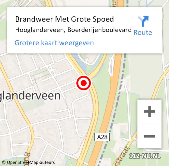 Locatie op kaart van de 112 melding: Brandweer Met Grote Spoed Naar Hooglanderveen, Boerderijenboulevard op 4 juni 2019 13:29