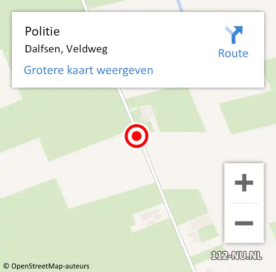 Locatie op kaart van de 112 melding: Politie Dalfsen, Veldweg op 4 juni 2019 14:32