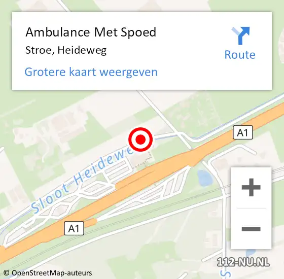 Locatie op kaart van de 112 melding: Ambulance Met Spoed Naar Stroe, Heideweg op 4 juni 2019 16:09