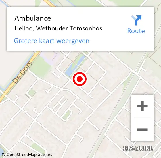 Locatie op kaart van de 112 melding: Ambulance Heiloo, Wethouder Tomsonbos op 4 juni 2019 16:21