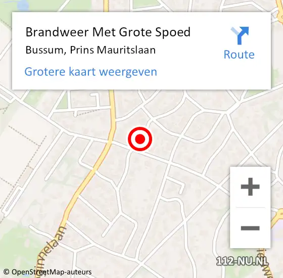 Locatie op kaart van de 112 melding: Brandweer Met Grote Spoed Naar Bussum, Prins Mauritslaan op 4 juni 2019 16:30