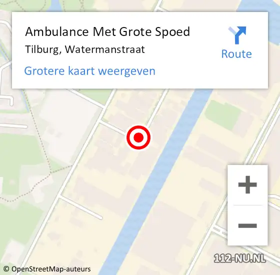 Locatie op kaart van de 112 melding: Ambulance Met Grote Spoed Naar Tilburg, Watermanstraat op 4 juni 2019 16:55