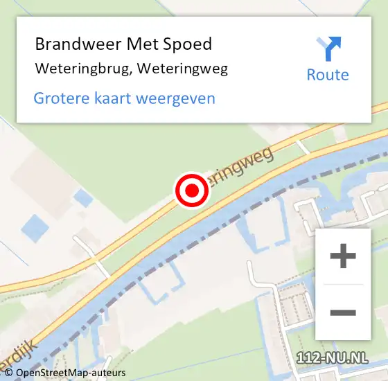 Locatie op kaart van de 112 melding: Brandweer Met Spoed Naar Weteringbrug, Weteringweg op 4 juni 2019 17:20