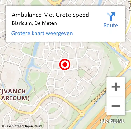 Locatie op kaart van de 112 melding: Ambulance Met Grote Spoed Naar Blaricum, De Maten op 27 september 2013 13:45