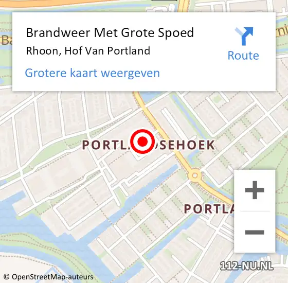 Locatie op kaart van de 112 melding: Brandweer Met Grote Spoed Naar Rhoon, Hof Van Portland op 4 juni 2019 18:54